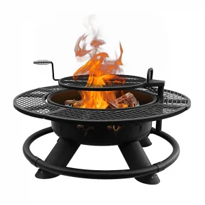 Red Mountain Valley 47 in. Wood-Burning Fire Pit with Adjustable BBQ Grate, Deer Head