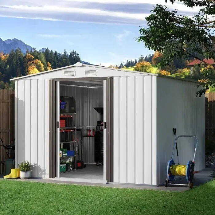 8 Ft. W x 8 Ft. D Metal Outdoor Storage Shed with Sliding Door
