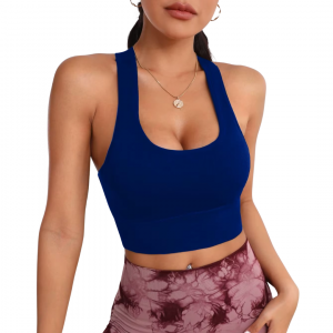 Women's Solid Color Cross Back Sports Bra - Shockproof & Backless Yoga Top