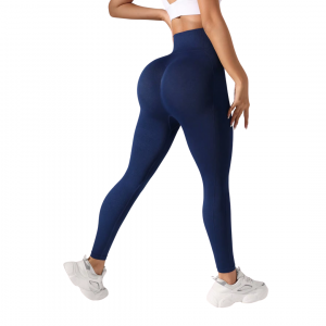 Women's Seamless High Waist Knitted Yoga Leggings - Solid Color Fitness